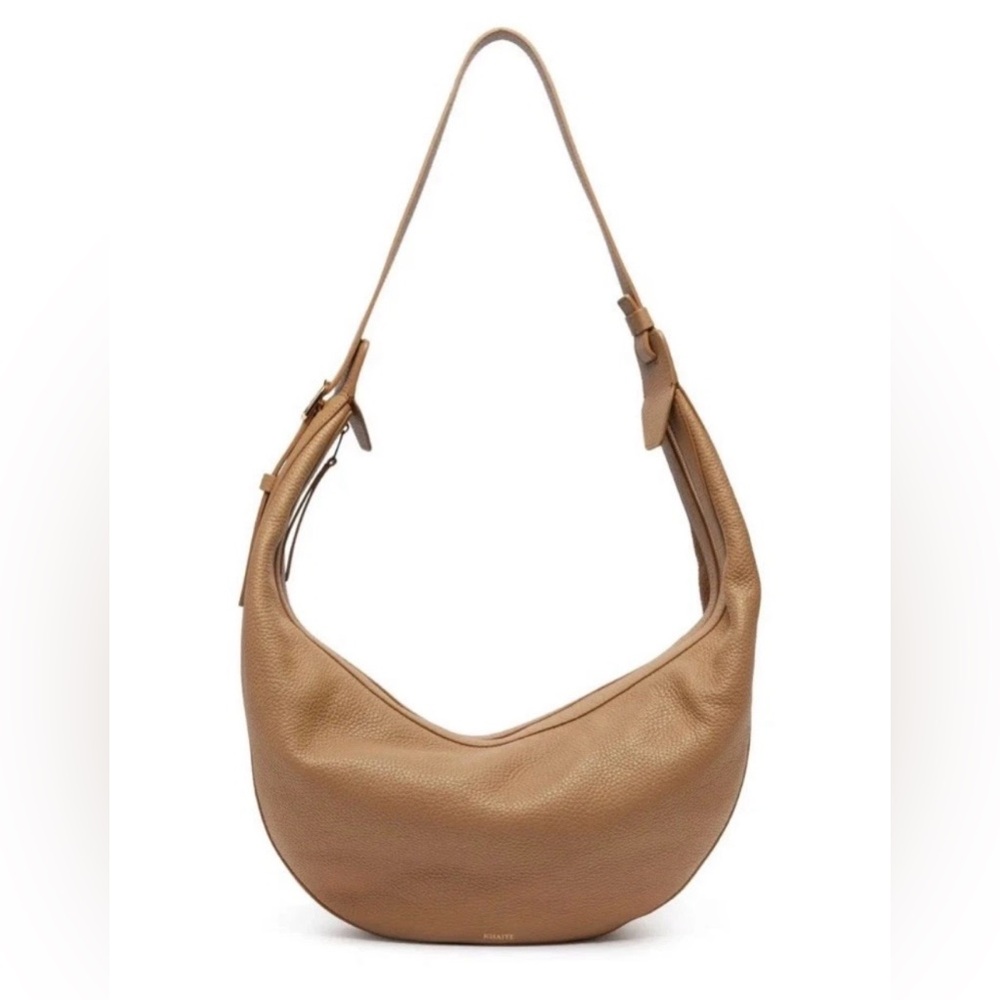 Khaite Augustina Large hobo crossbody shoulder Hazelnut pebble gold hardware
